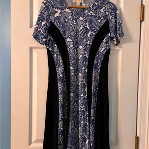 Michael Kors Blue and Black Paisley Midi Dress